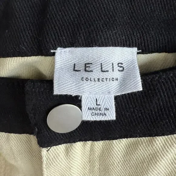 Le Lis Black & Cream Colorblock Mini SkirtAbstract DenimSize L